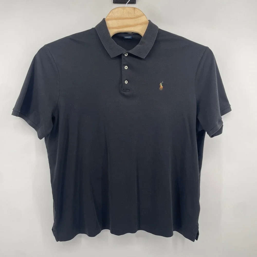 Polo Ralph Lauren Polo Shirt Mens XXL Black Classic Fit Cotton Pony Logo